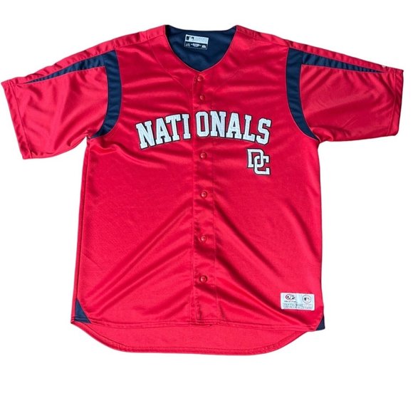 Vintage Washington Nationals DC Men's Red MLB Jersey Sz L - Picture 1 of 8